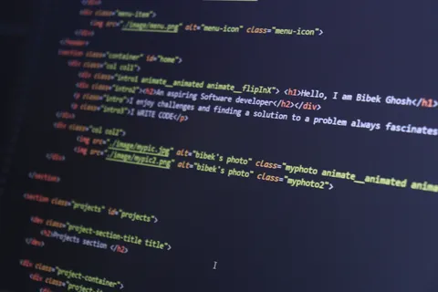 Colorful HTML code displayed on a computer screen for programming projects.